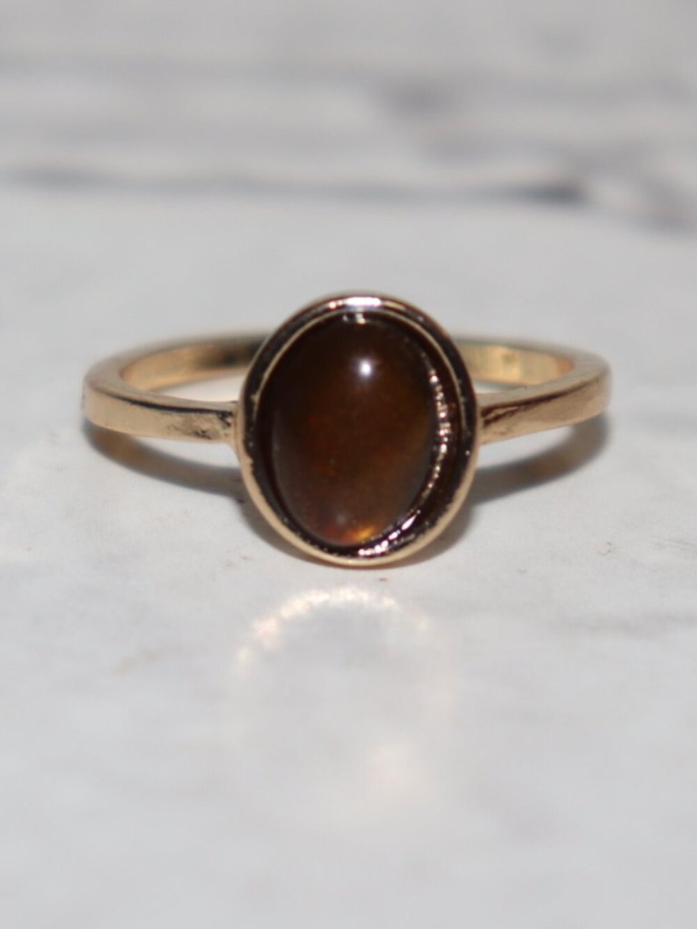 ✨ Gold Ring w/ Faux Stone • Adjustable 6–8 ✨